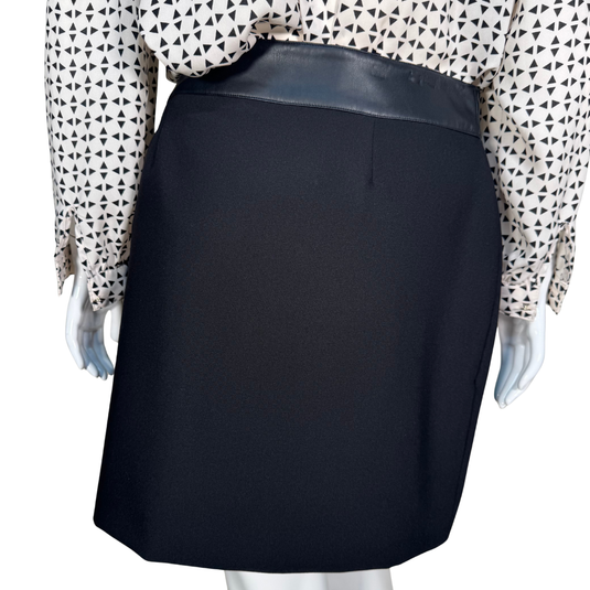 Karl Lagerfeld Black Skirt with Leather Hem