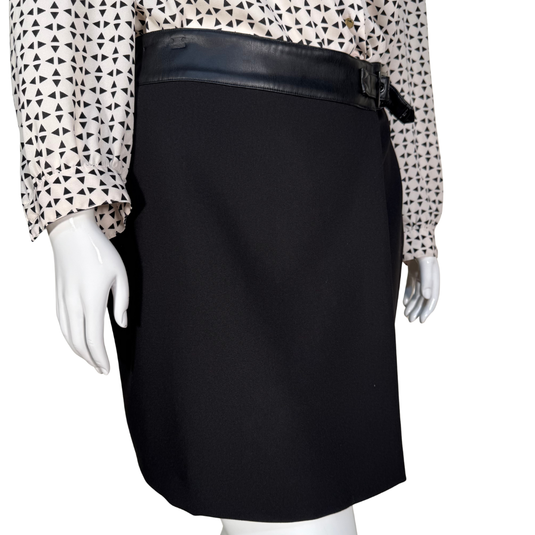 Karl Lagerfeld Black Skirt with Leather Hem