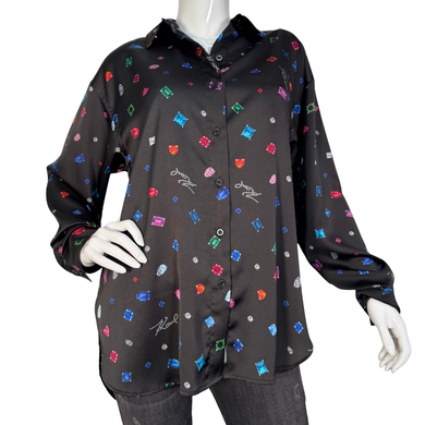 Karl Lagerfeld Gemstone Luxe Button-Up Blouse