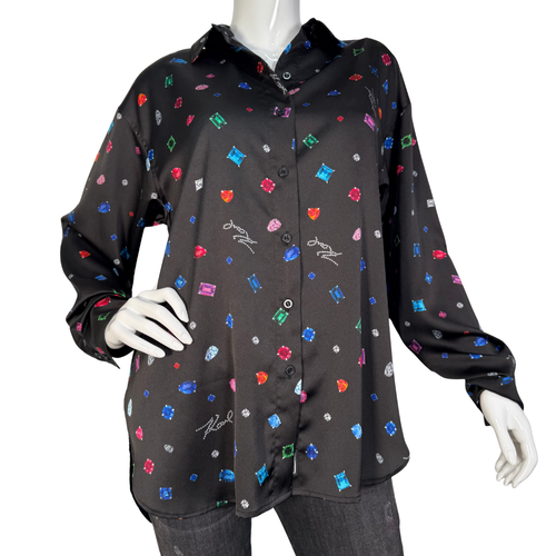 Karl Lagerfeld Gemstone Luxe Button-Up Blouse