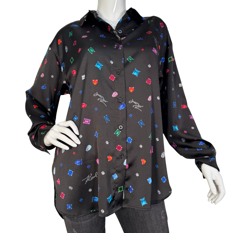 Load image into Gallery viewer, Karl Lagerfeld Gemstone Luxe Button-Up Blouse
