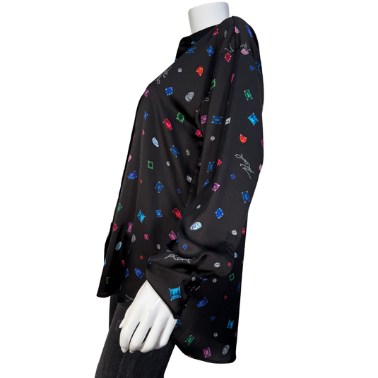 Karl Lagerfeld Gemstone Luxe Button-Up Blouse