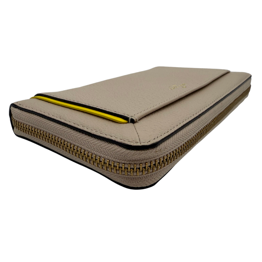 Beige wallet with a zipper on a white background