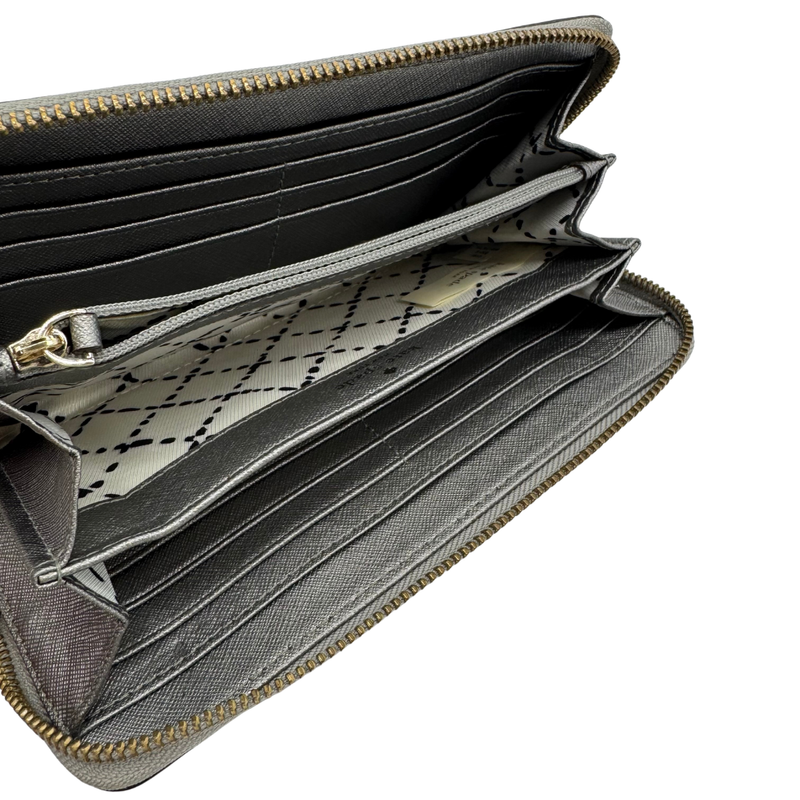 Load image into Gallery viewer, Kate Spade Saffiano Chic Zip-Around Wallet – Silver Glam
