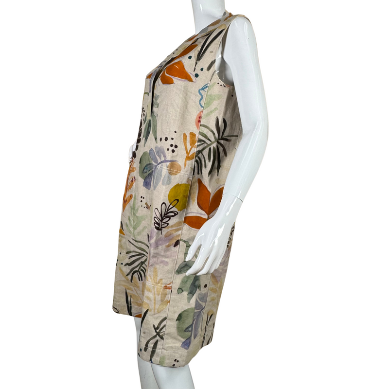 Load image into Gallery viewer, pre-loved Lafayette 148 Linen Dress With Colorful Watercolor Florals with its relaxed fit and breathable fabric, perfect for warm-weather outings
