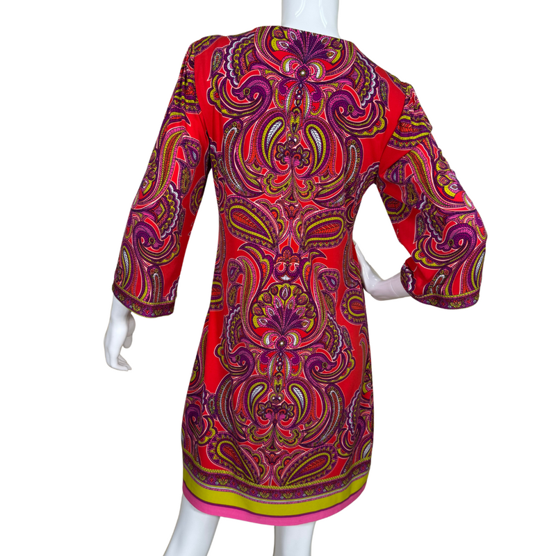 Load image into Gallery viewer, pre-loved vibrant Laundry by Shell Segal Colorful Dress with Ornamental Pattern features an intricate paisley-inspired pattern
