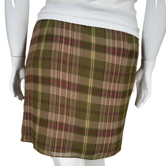 Plaid skirt on a mannequin with a white background