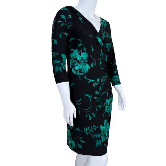 Lauren Ralph Lauren Black V-Neck Dress with Green Flowers