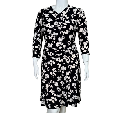 Lauren Ralph Lauren Black V-Neck Dress with White Florals