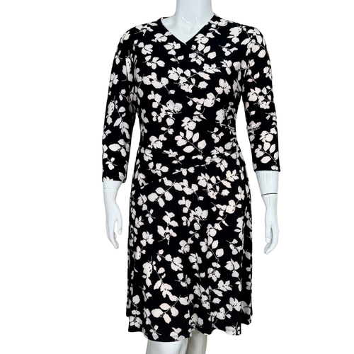 Lauren Ralph Lauren Black V-Neck Dress with White Florals