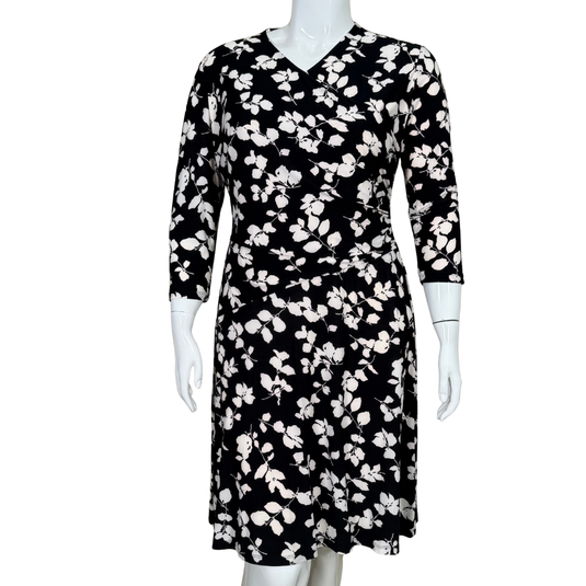Lauren Ralph Lauren Black V-Neck Dress with White Florals