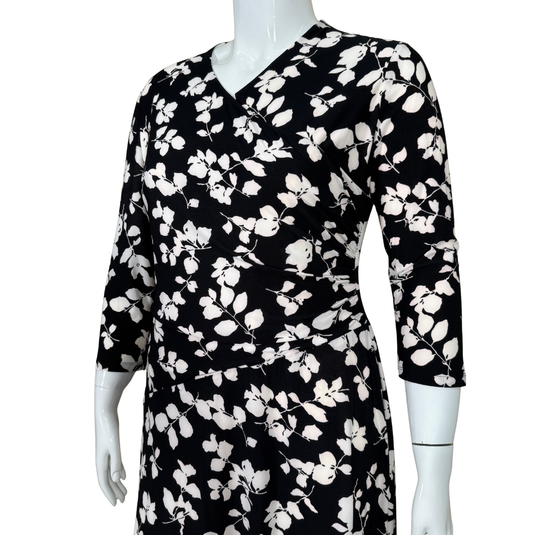 Lauren Ralph Lauren Black V-Neck Dress with White Florals