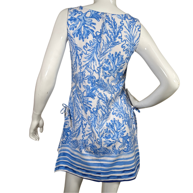 Load image into Gallery viewer, Mannequin wearing a blue and white patterned dress on a white background
