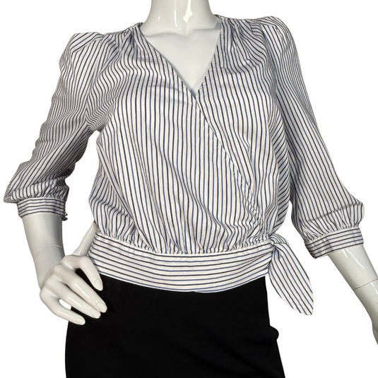 Madewell Stripped Wrap Crop Shirt Top