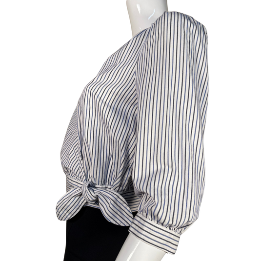 Madewell Stripped Wrap Crop Shirt Top
