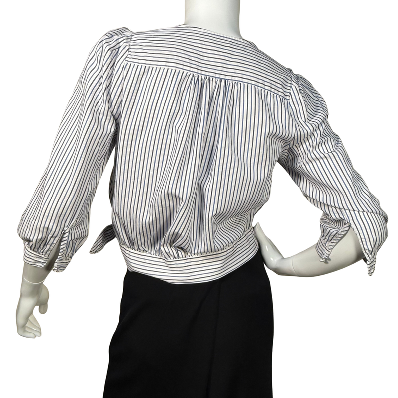 Load image into Gallery viewer, Madewell Stripped Wrap Crop Shirt Top
