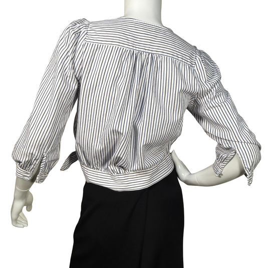 Madewell Stripped Wrap Crop Shirt Top