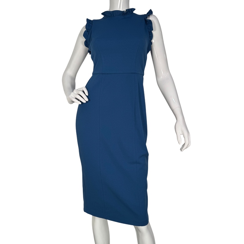Load image into Gallery viewer, Maggy London Royal Blue Midi Dress with Ruffle Hem
