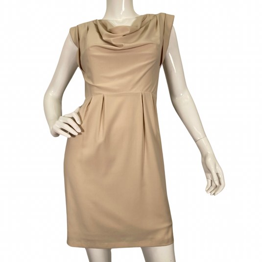 Calvin Klein Sleek Beige Dress, ideal for both professional and formal settings - front view