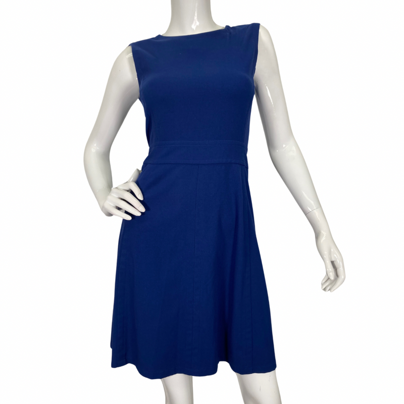 Load image into Gallery viewer, BCBG Maxazria Royal Blue Dress is a classic and elegant sleeveless dress in a vibrant royal blue color - front view
