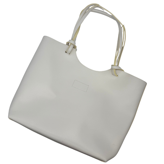 White handbag with a visible brand logo on a white background