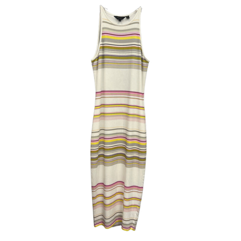 Load image into Gallery viewer, Ted Baker White Striped Midi Dress front view
