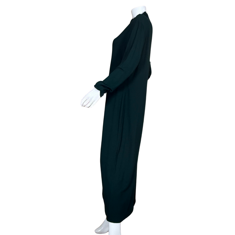 Load image into Gallery viewer,  Norm Thompson Rich Dark Green Dress is designed with full-length sleeves and a modest high neckline, ideal for cooler weather or more conservative occasions
