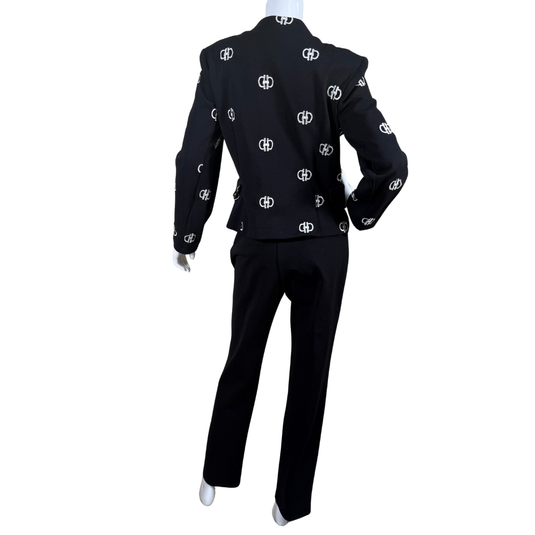 Black suit with white patterns on a white background
