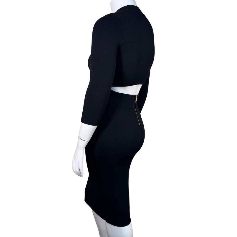 Load image into Gallery viewer, Rachel Roy Elegant Knit Black Dress with Opened Back
