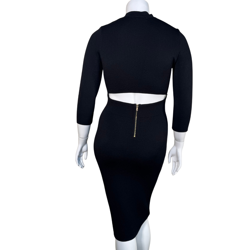 Load image into Gallery viewer, Rachel Roy Elegant Knit Black Dress with Opened Back
