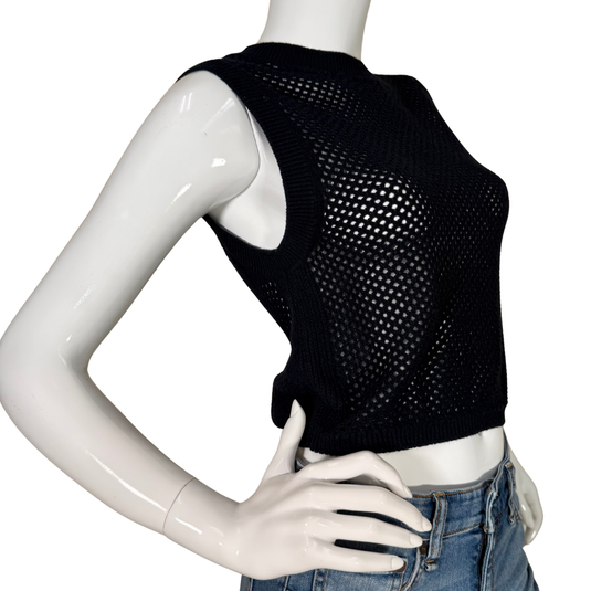 Rag & Bone Sleeveless Navy Blue Mesh Knit Top