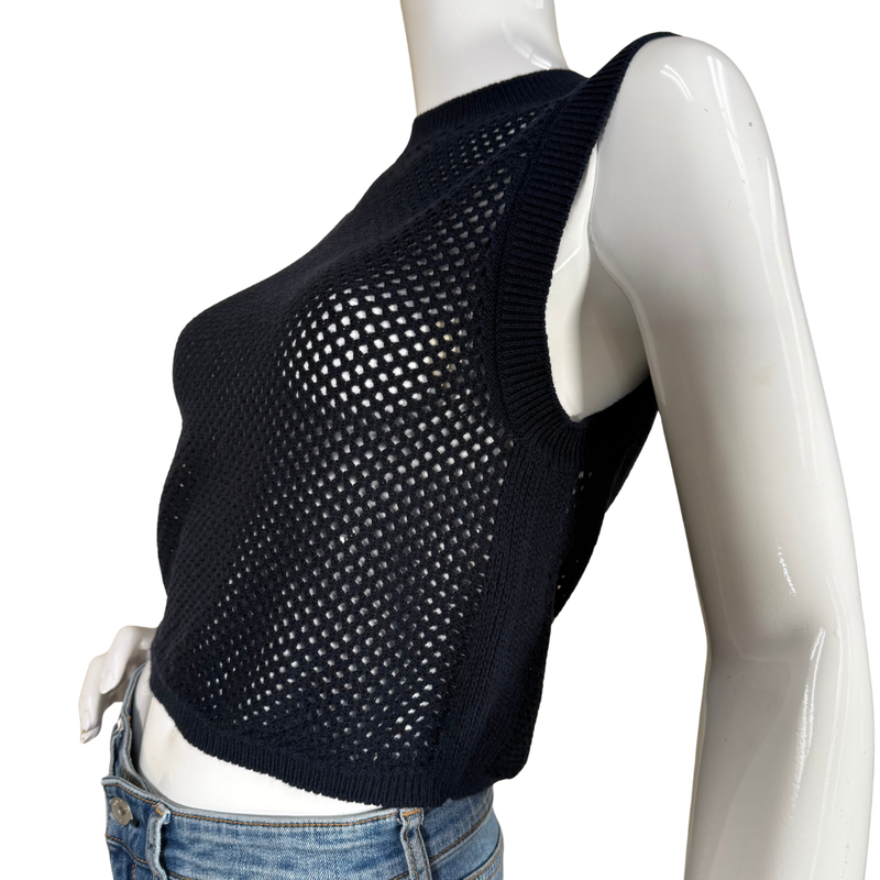 Load image into Gallery viewer, Black knit vest on a mannequin with a white background
