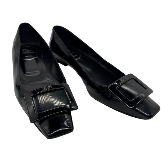 Roger Vivier Black Glossy Buckle Flats