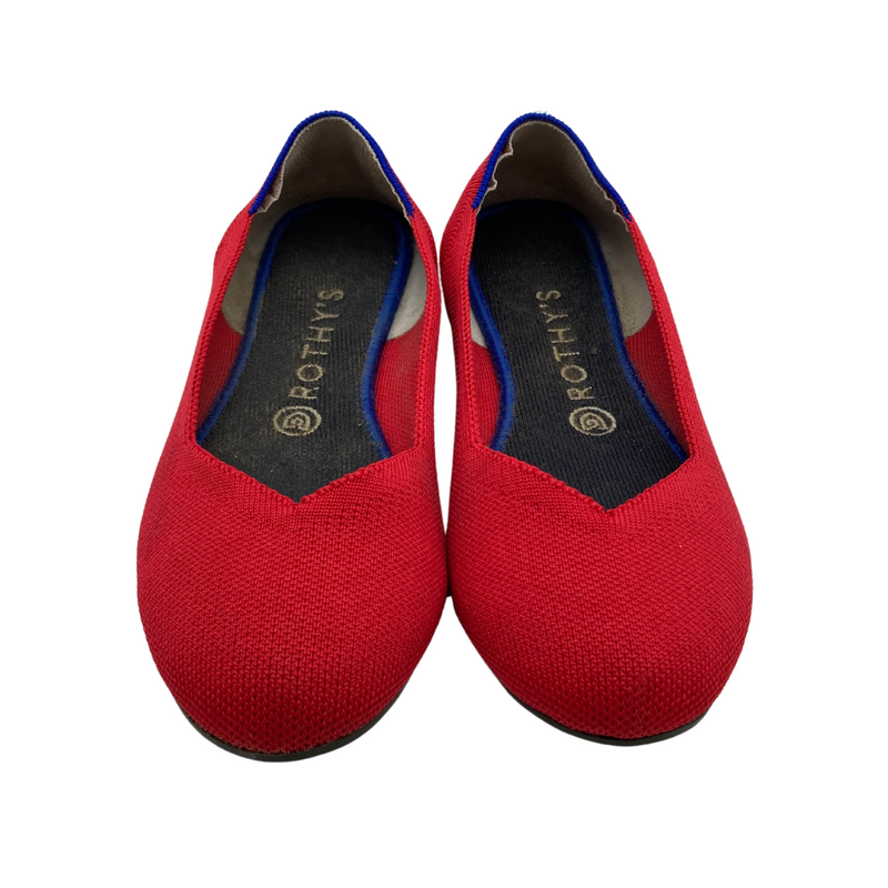 Load image into Gallery viewer, Rothy&#39;s Red Flats in a vibrant red color, are made from sustainable, eco-friendly materials
