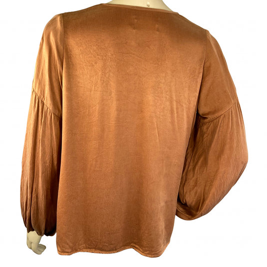 Sancia Brown Blouse on model back view