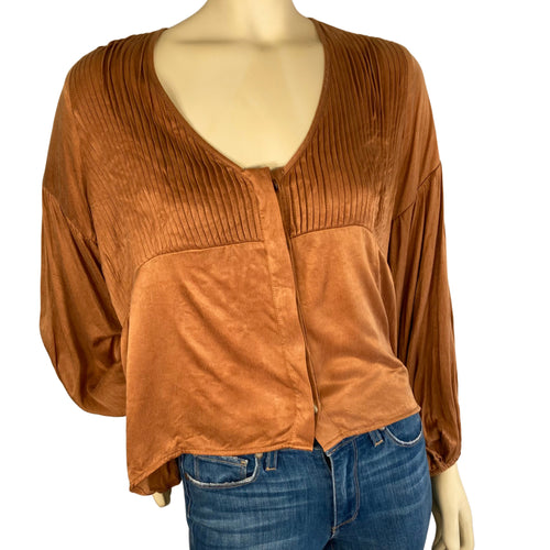 Sancia Brown Blouse on model front view