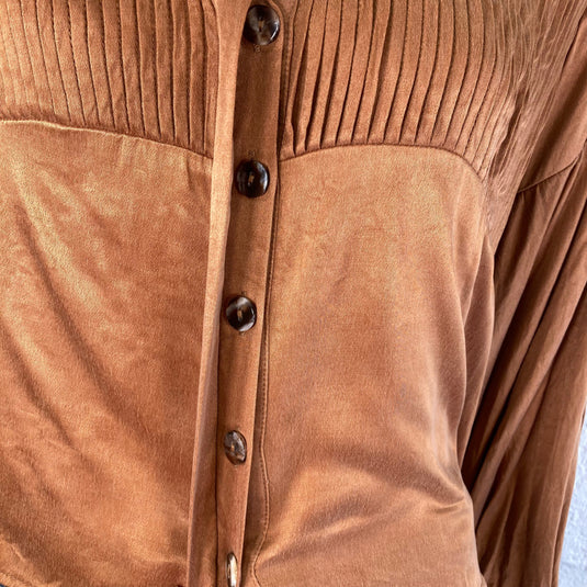 Sancia Brown Blouse close up