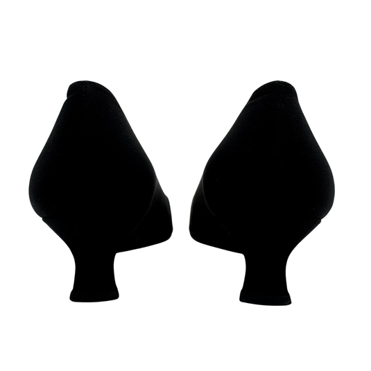 Stuart Weitzman Black Satin Heels with Decorative Buckle