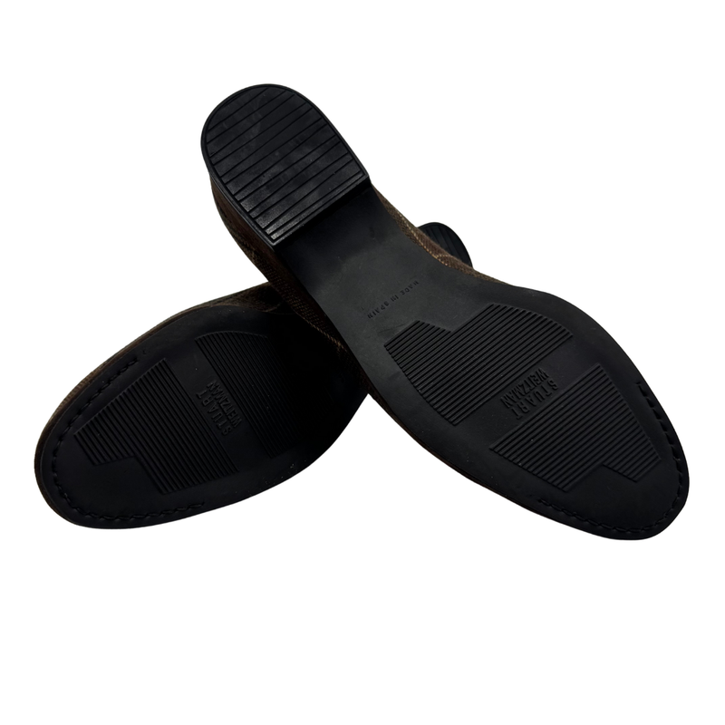 Load image into Gallery viewer, Stuart Weitzman Plaid Velvet Trim Loafers
