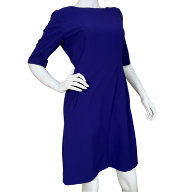 Tahari Royal Blue A-Line Dress offers a sleek and polished look with a minimalist silhouette