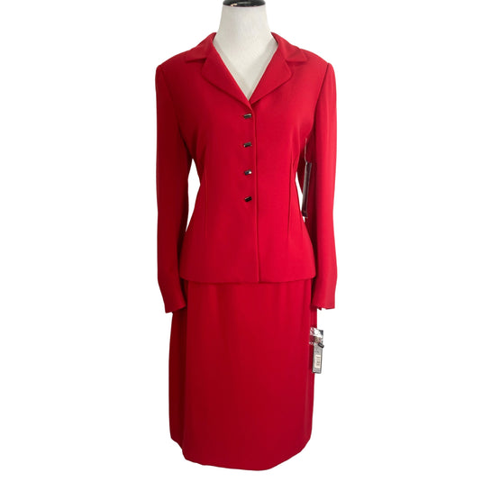 Tahari Cherry Red Skirt Suit Set front view