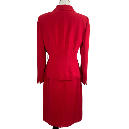 Tahari Cherry Red Skirt Suit Set back view