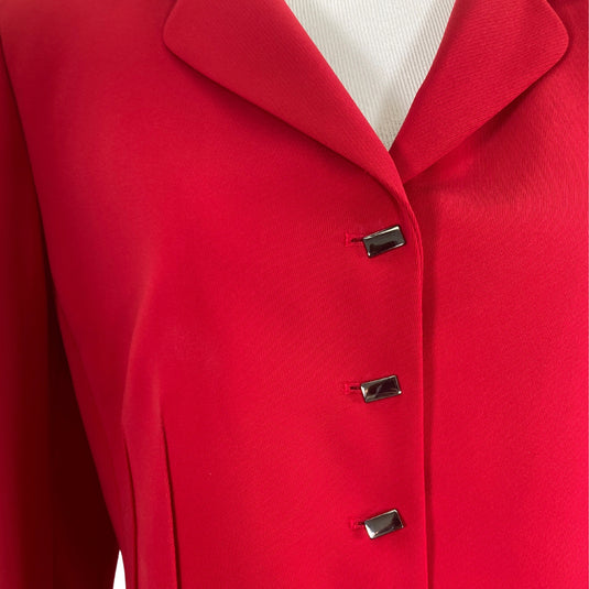 Tahari Cherry Red Skirt Suit Set close up