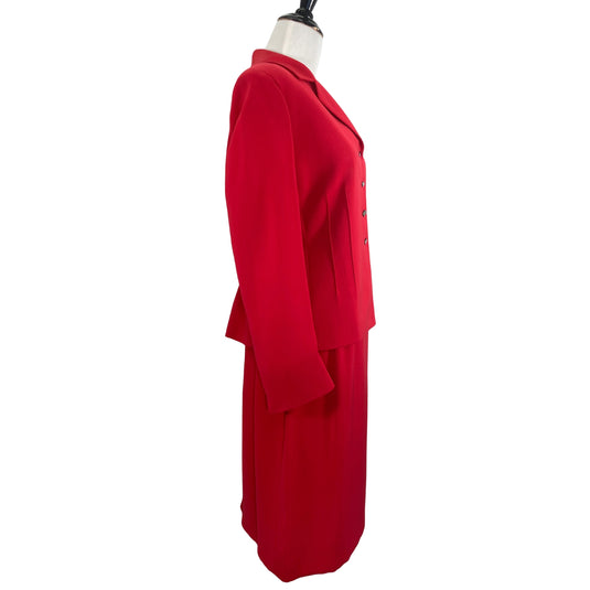 Tahari Cherry Red Skirt Suit Set side view