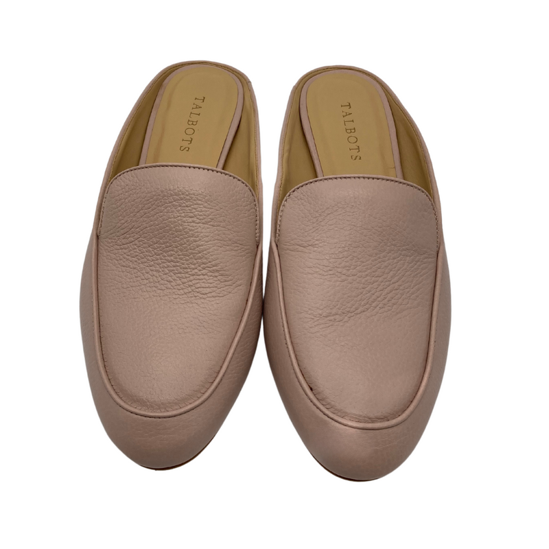 Load image into Gallery viewer, Talbots Light Pink Loafer Slipper Shoes feature a soft, textured leather upper, making them versatile and suitable for both casual and business-casual wear.
