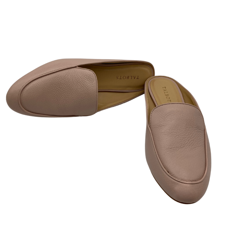 Load image into Gallery viewer, Talbots Light Pink Loafer Slipper Shoes feature a soft, textured leather upper, making them versatile and suitable for both casual and business-casual wear.
