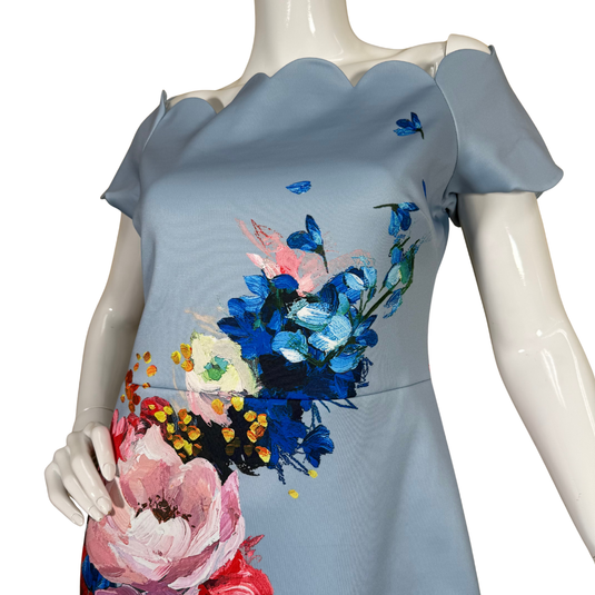 Ted Baker Blue Dress With Colorful Flower Detail
