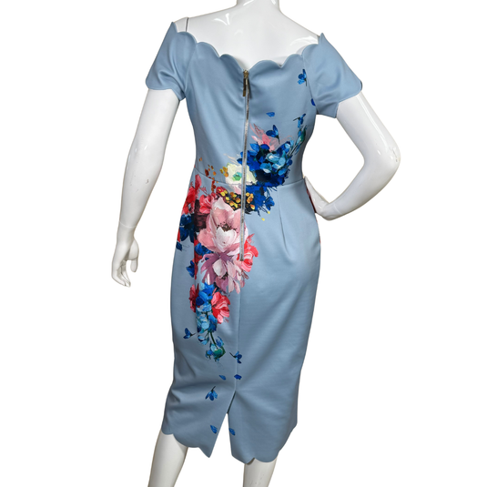 Ted Baker Blue Dress With Colorful Flower Detail