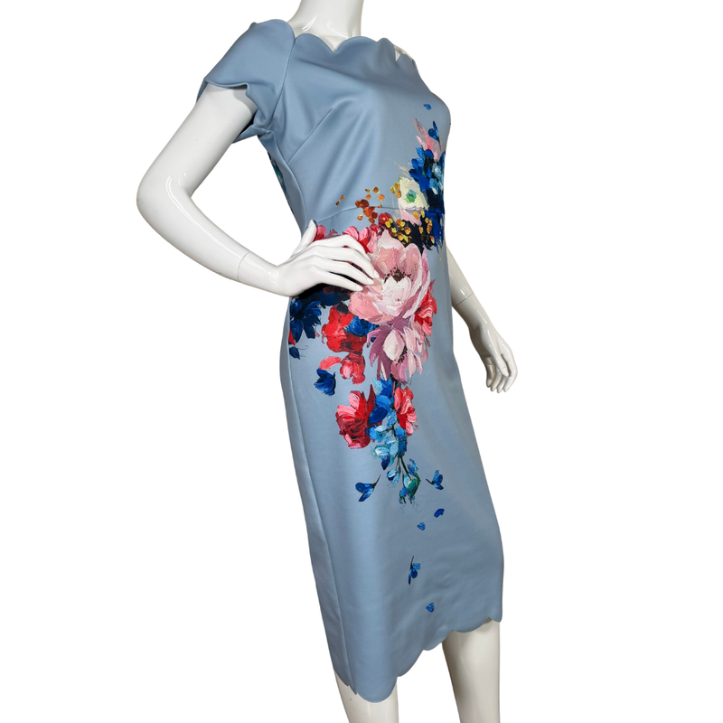 Load image into Gallery viewer, Ted Baker Blue Dress With Colorful Flower Detail
