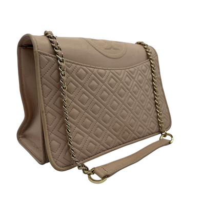 Tory Burch Beige Quilted Chain Shoulder Bag exudes timeless elegance